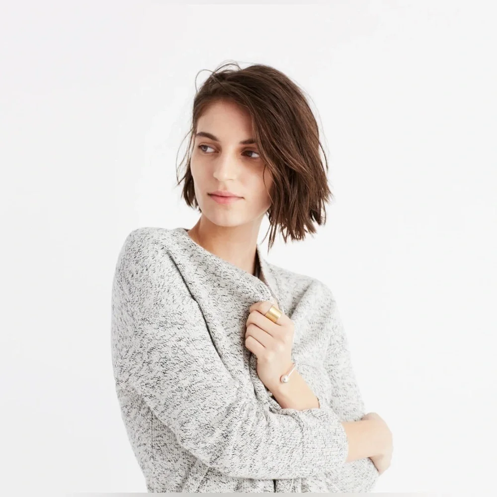 Madewell Women’s X Small White Marled Aztec Cotton Midland Cardigan Sweater XS